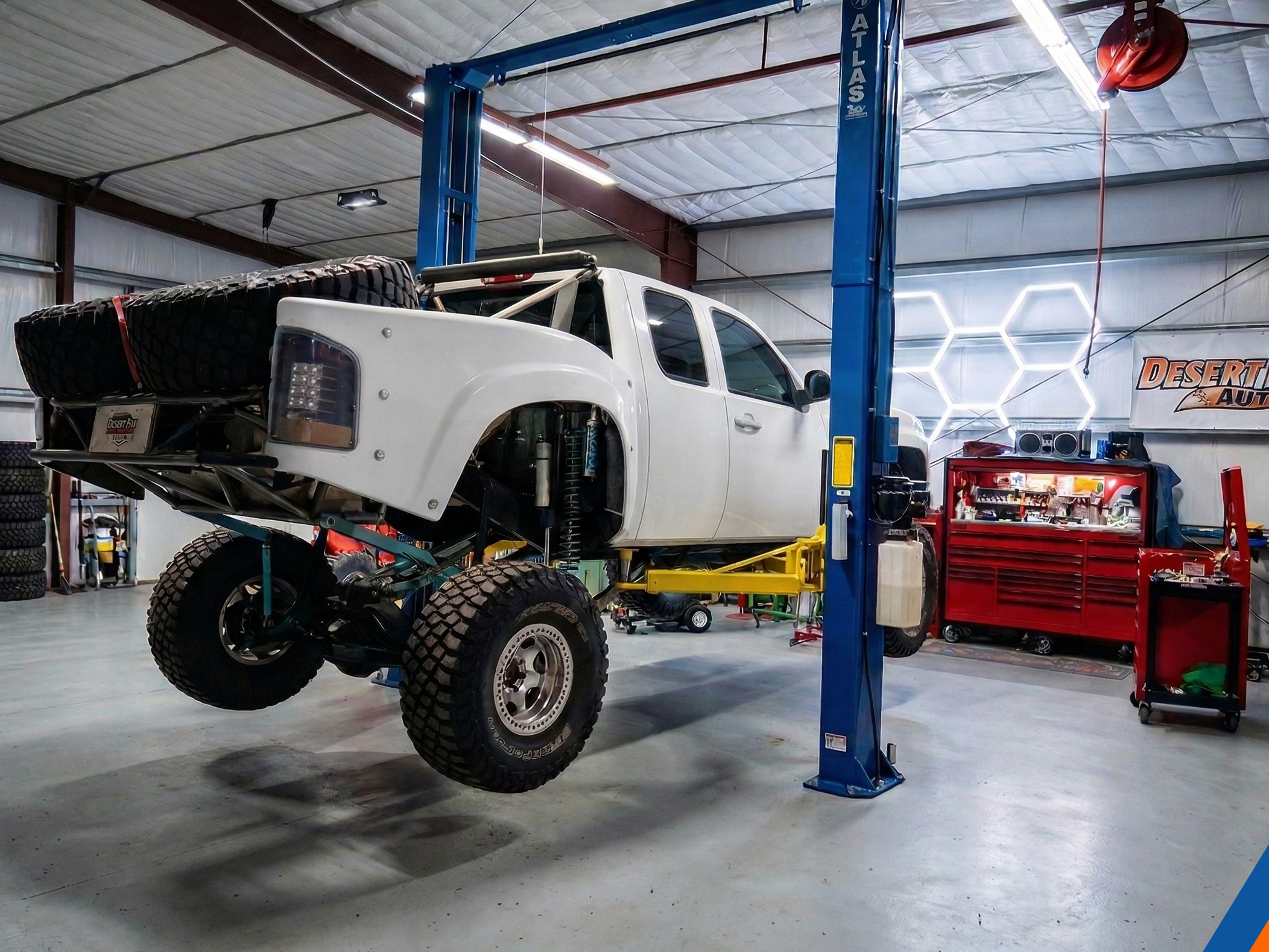 Desert Fox Auto shop - truck on lift